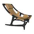 Modern Lounge Chair With Brown Leather Upholstery And Black Wooden Frame Structure