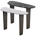 Two Console Tables With White And Black Marble Top And Dark Base 3d model