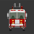 Red Fire Truck Featuring Extended Ladder Cab Windows And Wheels Design 3d model