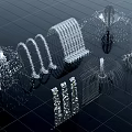 Modern Fountain Round Fountain Pool Square Fountain Water Column Water Drop 3d model
