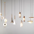 Various Modern Pendant Lights With Different Shapes And Metallic Accents For Interior Decoration