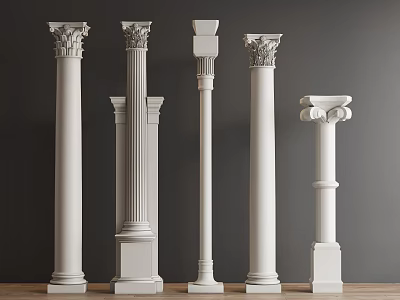 Various Types Of Columns Featuring Classical Ornate Capitals And Modern Minimalist Designs 3d model
