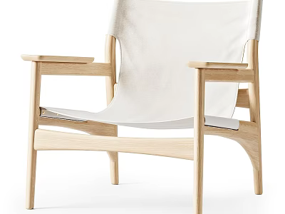 Modern Leisure Chair With Wooden Frame Comfortable Fabric Seat And Armrests 3d model
