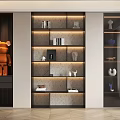Modern Bookcase Interior Design With Open Shelves Books Decorative Items And Lighting