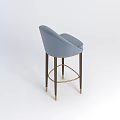 Tech Exhibition Hall Modern Blue Bar Stool With Wooden Legs And Golden Accents