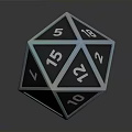 Shiny Blue And Silver Twenty Sided Polyhedral Dice For Tabletop Games