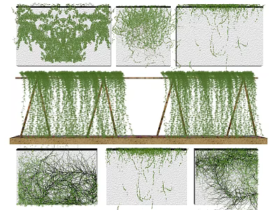 Lush Garden Landscape With Hanging Green Vines And Wooden Support Structure 3d model