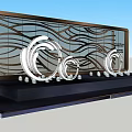 Modern Feature Wall With Wavy Lines And White Spiral Decorations On Black Base