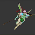 Futuristic Game Character With White Blue Armor Orange Wings And Sword In Dynamic Pose
