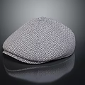 Gray White Herringbone Pattern Flat Cap With Textured Fabric Fashion Accessory 3d model