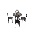 Modern Round Dining Table Set With Four Chairs And Decanter Glasses 3d model