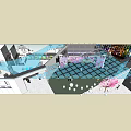 Outdoor Event Venue With Glass Roof Stage Cherry Blossom Background And Trees