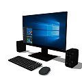 Modern Desktop Computer Setup With Monitor Keyboard Mouse And Speakers