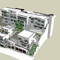 Modern Stepped Multi storey Residential Building With White Exterior Balconies And Greenery