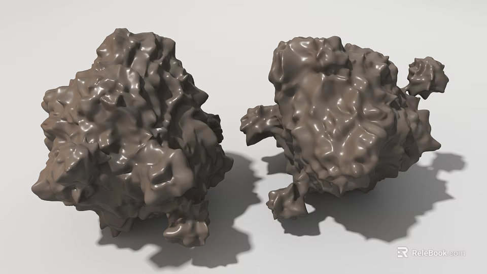 Handcrafted Abstract Dark Brown Sculptures With Rough Surface And Irregular Shapes 3d model 