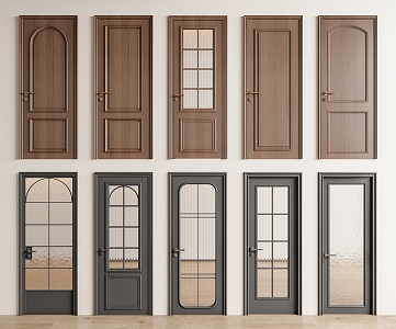 French Retro Single Door Swing Door Glass Door Wooden Door Kitchen Door 3d model