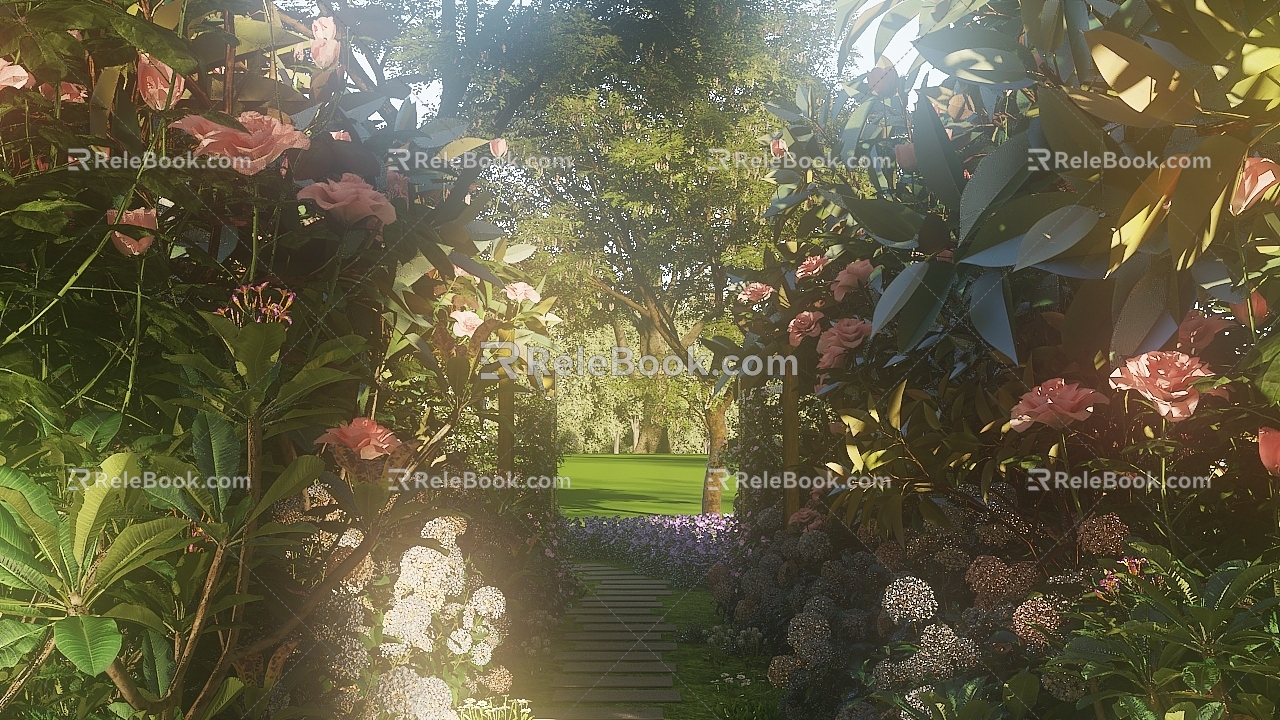 Modern Garden Meadow Garden 3d model