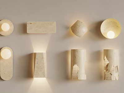 Modern Textured Wall Lamps in Various Shapes with Warm Light and Decorative Design 3d model