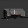 Industrial Train Tank Car With Transparent Cover Orange Interior And Metal Structure