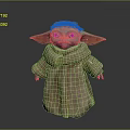 Baby Yoda Green Alien With Big Eyes In Brown Robe Standing On Dark Backdrop