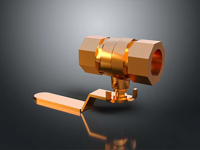 Golden Brass Valve With Lever Handle And Shiny Surface For Industrial Use 3d model