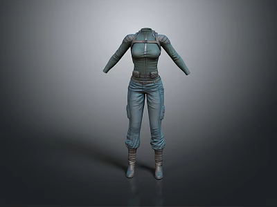 Game and Movie Character 3D Model With Fitted Suit Pocketed Pants and Boots 3d model