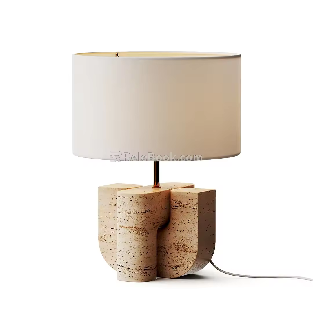 Modern Stone Table Lamp 3d model