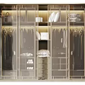 Elegant Modern Wardrobe Interior With Glass Doors Hanging Space And Drawers