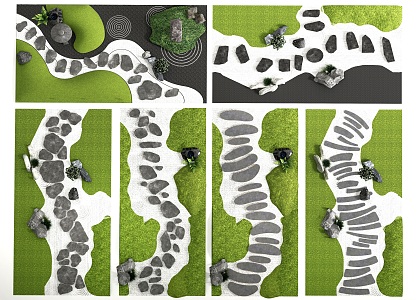 Chinese Style Ting Bu Shitou Road Qingshiban Road Landscape Garden Road Garden Paving Trail Garden Road 3d model