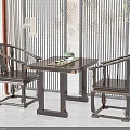 Traditional Chinese Solid Wood Tea Table and Chairs With Tea Set Interior Design