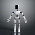 3D Rendered Humanoid Robot With White Body Black Screen Head And Mechanical Joints