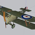 Vintage Biplane Model With Double Wings Blue White Roundels And Wooden Propeller