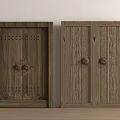 Traditional Wood Double Doors With Decorative Brass Door Knockers Classic Design And Natural Texture