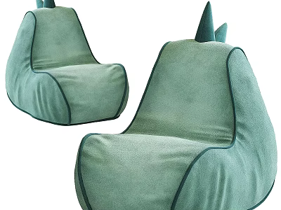 Light Green Velvet Bean Bag Chairs With Small Spikes For Kids Room 3d model