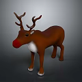 Cute Brown Reindeer Stuffed Toy With Red Nose Antlers And White Belly