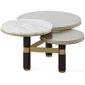 Elegant Modern Round Coffee Table With Marble Top And Black Gold Metal Legs