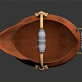 Copper Household Item With Blue Accent Handles And Gold Base Lion Head Detail