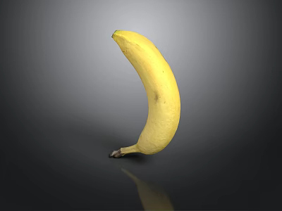 Single Fresh Ripe Yellow Banana On Smooth Dark Background With Reflection 3d model
