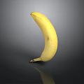 Single Fresh Ripe Yellow Banana On Smooth Dark Background With Reflection