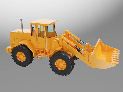 Yellow Wheel Loader Utility Vehicle with Front Bucket Cab and Large Tires 3d model