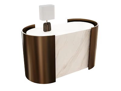 Modern Reception Background Wall With Marble Metal And Table Lamp 3d model