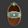 Turquoise Glazed Accent Furniture With Gold Decorative Accents And Carved Top Ornament