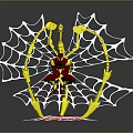 Spider Web Structure Featuring Golden Frame Red Spider Man Figure And Captain America Shield