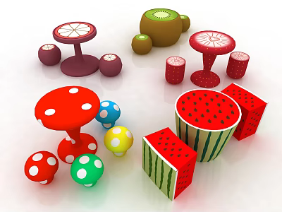 Modern leisure table and chair combination shopping mall seat 3d model