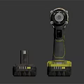 Yellow Cordless Power Drill With Rechargeable Battery And Charging Base 3d model