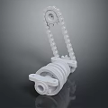 White Mechanical Gear Chain Component With Cylindrical Housing And Rotating Parts