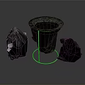 Black Trash Can With Metal Stand And Disposable Bags For Household Supplies