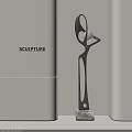 Elegant Modern Curved Sculpture With Marble Base For Indoor Interior Decoration