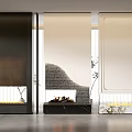Modern fireplace background wall modeling wall 3d model