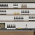 Modern Kitchen Bar Area With Wine Rack Holding Wine Bottles And Glasses